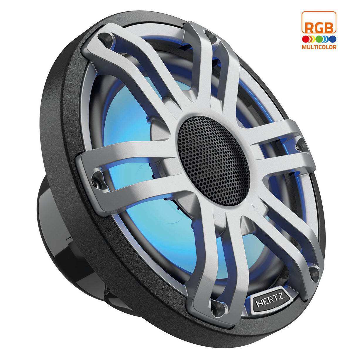 Hertz HMX 6.5 S-LD-G 6.5" 75W RMS 4-Ohm 2-Way Marine Coaxial Speakers with RGB LED Lighting, Sport Gray Grilles, Pair (78040315)