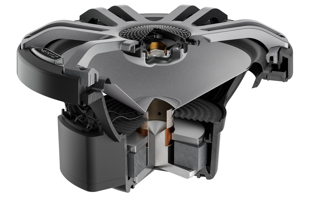 Hertz HMX 7.7 S-LD-G.2 7.7" 100W RMS 4-Ohm 2-Way Marine Coaxial Speakers with RGB LED Lighting, Sport Gray Grilles, Pair (78040333)