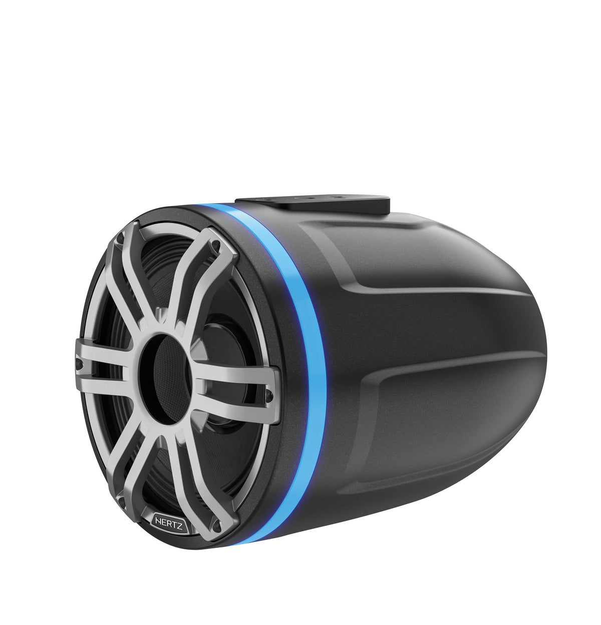 Hertz HTX 8H S-FL-G HTX 8" 200W RMS 4-Ohm Marine Tower Horn-Loaded Compression Driver Speaker with RGB LED Lighting, Flat Mount, Sport Grey, Each (78049012)