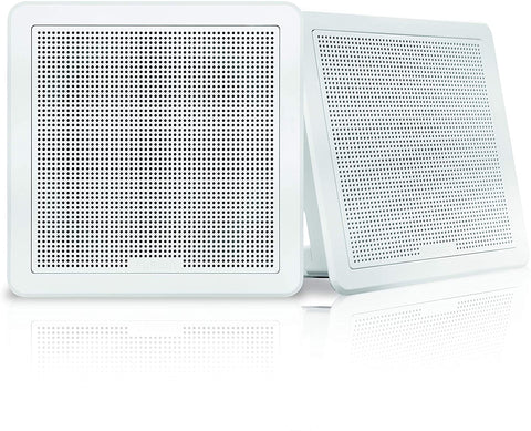 Fusion FM Series Marine Speakers, 6.5" 120-Watt Flush Mount Speakers, Square White Pair, a Garmin Brand